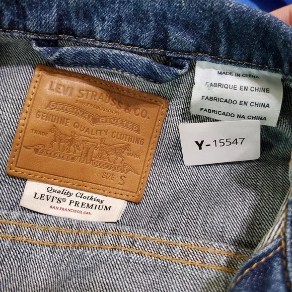 Levi's Women Jacket Small Blue Denim Trucker Babe Long Sleeve Collar - Picture 7 of 9